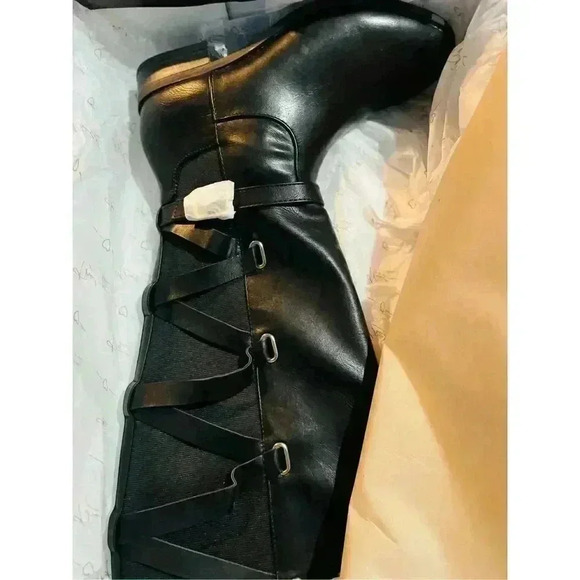 NWT Thalia Sodi Veronkia Criss Cross Faux Leather over the knees boots size 6.5 - Picture 4 of 7